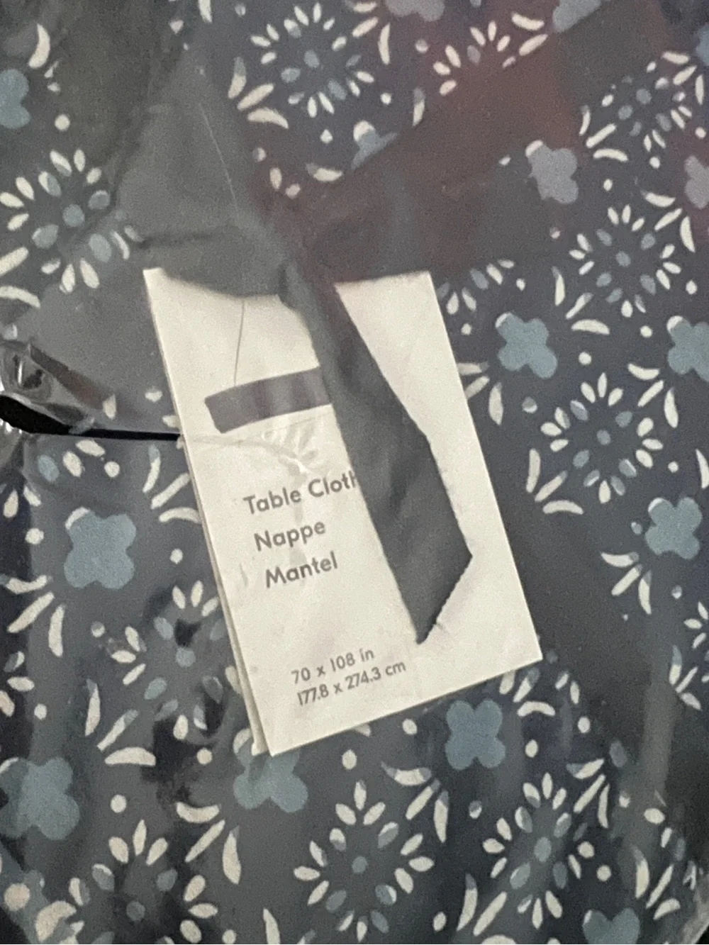 NWT West Elm Block Print Tablecloth Blue/White - Picture 2 of 2